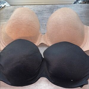 Women's Black and Tan Strapless Bras